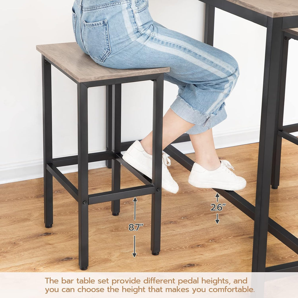 HOOBRO Bar Table and Chairs Set, 47.2' Rectangular Pub Table with 2 Stools for Small Space, High Top Table, 3-Piece Breakfast Set, Sturdy Metal Frame, Easy to Assemble, Greige BG52BT01