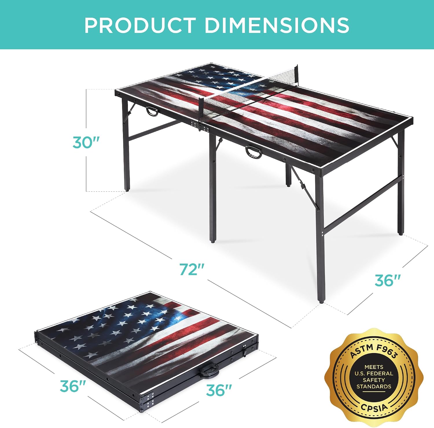 Best Choice Products Portable Ping Pong Table, Mid-Size Folding Indoor Outdoor Table Tennis w/ 2 Paddles, 4 Balls Included, Carrying Bag