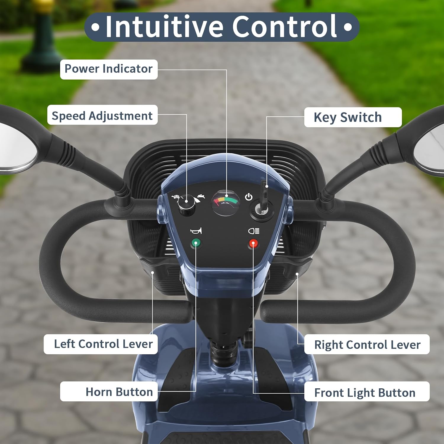 Mobility Scooter for Seniors/Adults, up to 300lbs Capacity, 4 Wheels Mobility Scooters with 15 Miles 350W 5/7MPH, Electric Wheelchair, Adjustable Seat with Rear Mirror