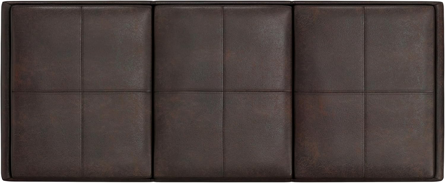 SIMPLIHOME Avalon Storage Ottoman - 42 inch Wide Upholstered Vegan Leather Rectangular Flip-Top Ottoman in Distressed Brown, Contemporary Coffee Table Ottoman for Living Room with Hidden Storage
