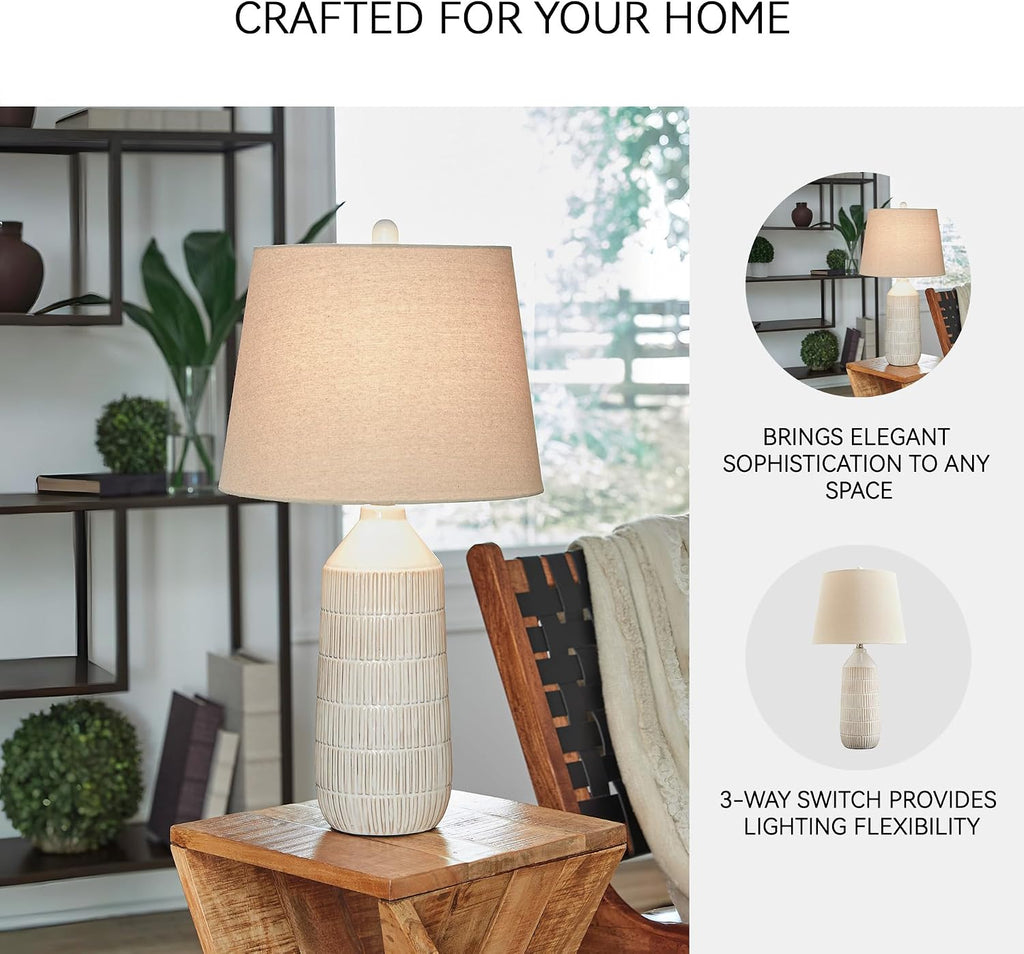 Signature Design by Ashley Willport Modern 26.5' Ceramic Table Lamp, Set of 2, Beige
