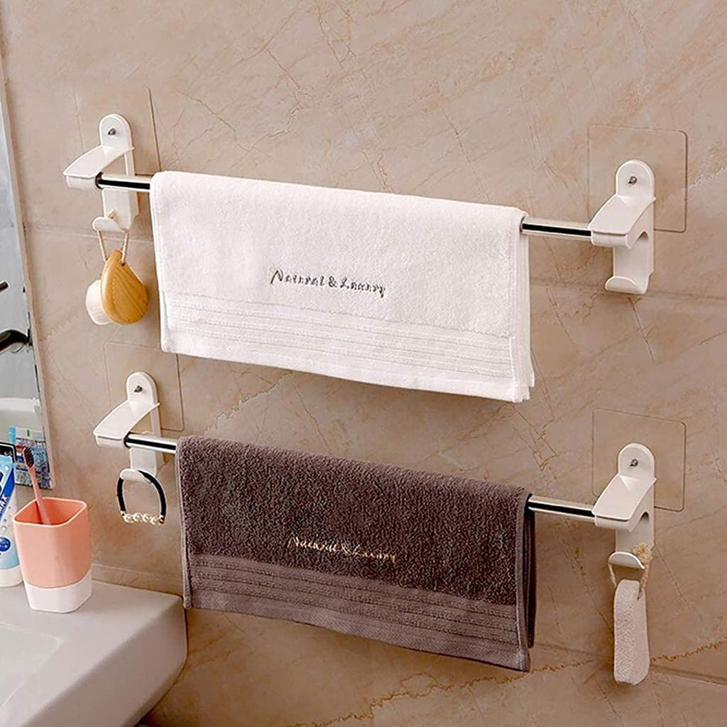 Towel Rack Wall Mounted Towel Bar, Self Adhesive Towel Holder Double Bar Waterproof Stainless Steel Bathroom with Hooks Towel Rail Towel Holder Bathroom Hardware Pendant Star of Light