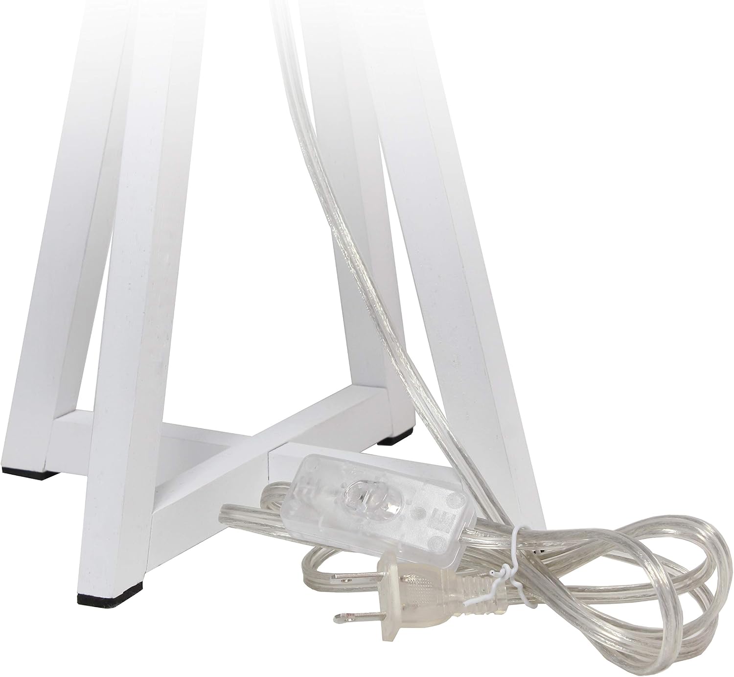 Simple Designs LT1069-WOW Interlocked Triangular White Wood Table Lamp with White Fabric Shade (Pack of 4)