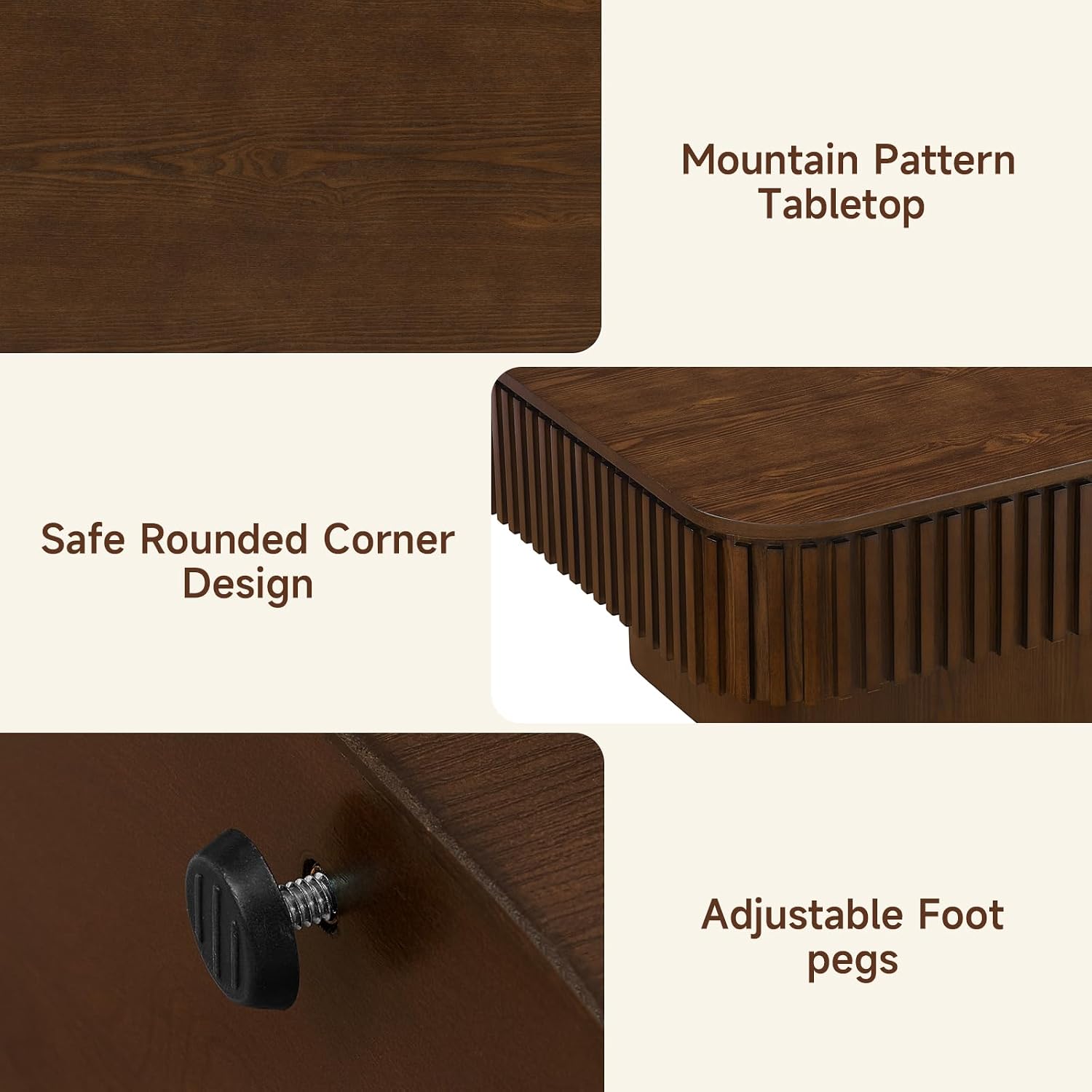Lift Top Coffee Table for Living Room,Rectangle Handmade Solid Wood Strips, Fluted Coffee Table with Hidden Storage Compartment Small Space Office Apartment (38.6' L×26.8''W×13.8''H-Walnut)