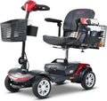 LED Lights Swivel seat Mobility Scooter, Rear Suspension, Electric wheelchairs for Seniors 300 pounds, Detachable Folding Scooter, 4 Wheel (Electric Scooter - Red)