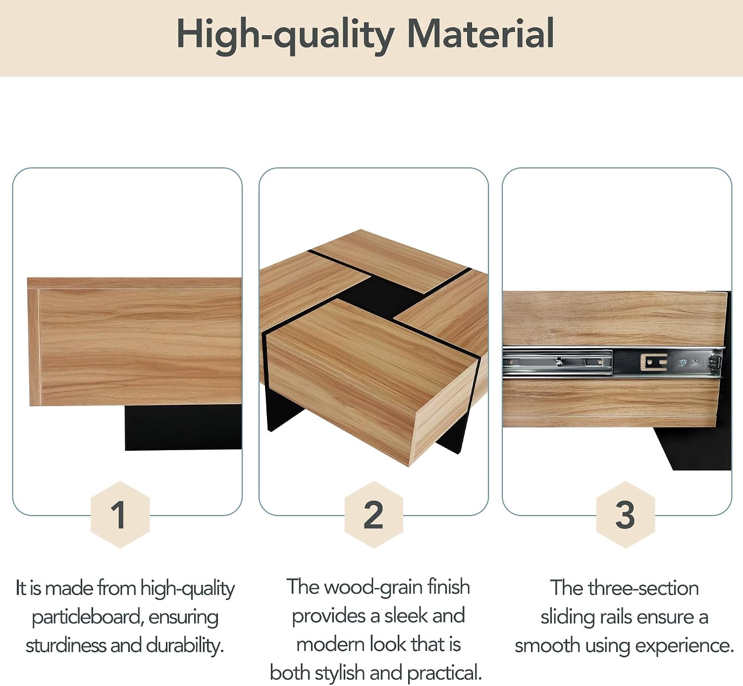 Merax Modern Square Coffee Table with 4 Hidden Storage Compartments, UV High-Gloss Design for Living Room, Brown