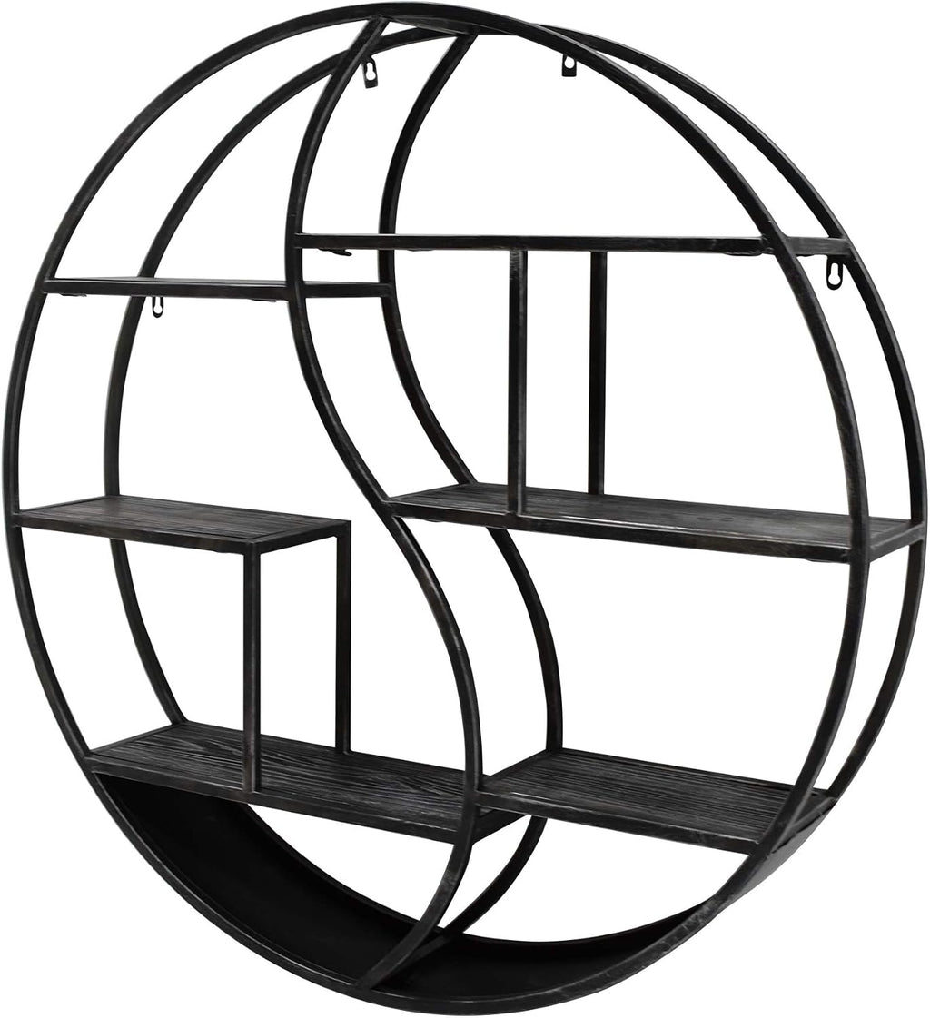 Christopher Knight Home Bobby Industrial Hanging Circular Wall Shelf, Gray Finish
