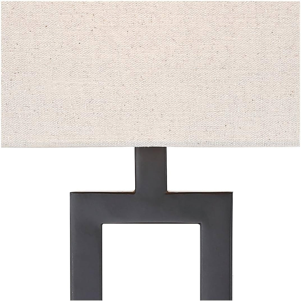 360 Lighting Aston Modern Industrial Table Lamps 26' High Set of 2 Rich Black Open Rectangular Metal Base Off-White Fabric Shade for Living Room Bedroom House Bedside Nightstand Home Office