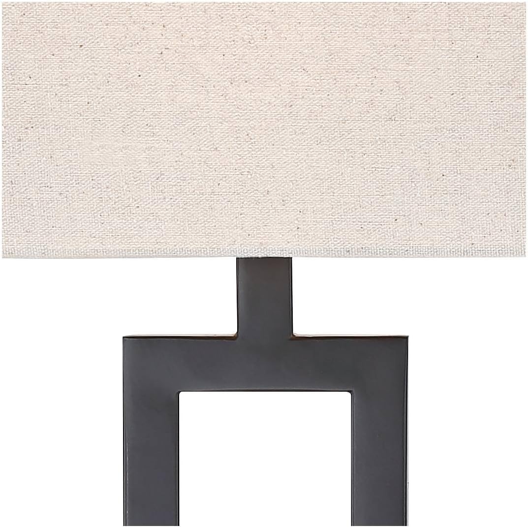 360 Lighting Aston Modern Industrial Table Lamps 26' High Set of 2 Rich Black Open Rectangular Metal Base Off-White Fabric Shade for Living Room Bedroom House Bedside Nightstand Home Office
