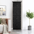 Tall Corner Storage Cabinet with Doors and 4 Shelves, Freestanding Triangle Cabinet for Living Room, Kitchen, Office, Small Space, Floor Corner Storage Rack (Black)
