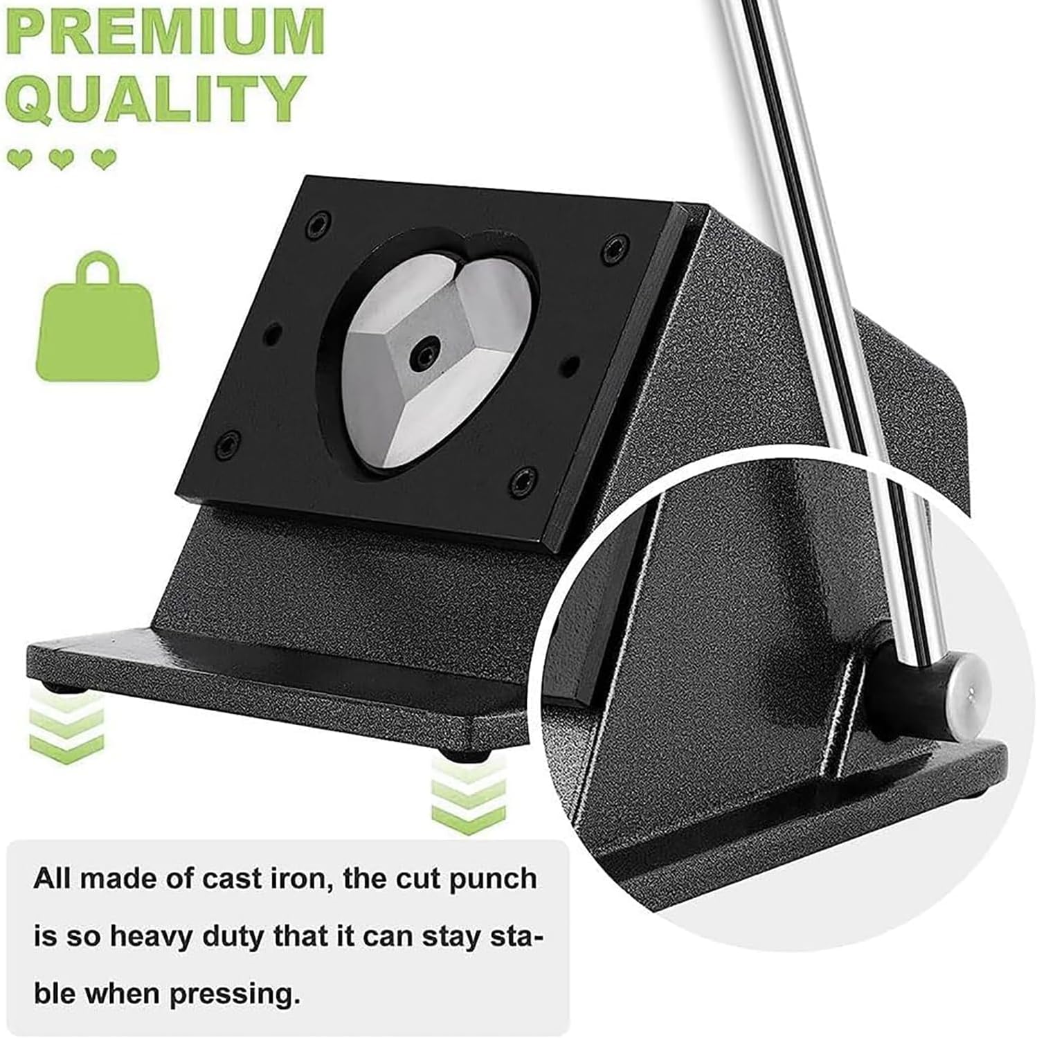 Heart Button Cutter, Heart Shape Paper Hole Punch, Manual Graphic Punch and Die Cutting Machine, Button Cutting Machine, Heart Punching Machine for Heart Badge Making, 57 * 53mm