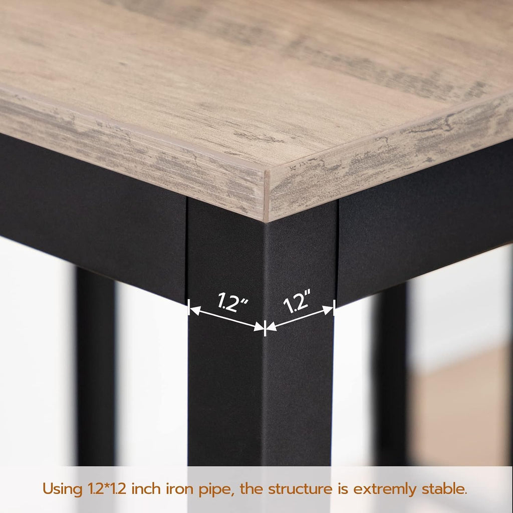 HOOBRO Bar Table and Chairs Set, 47.2' Rectangular Pub Table with 2 Stools for Small Space, High Top Table, 3-Piece Breakfast Set, Sturdy Metal Frame, Easy to Assemble, Greige BG52BT01