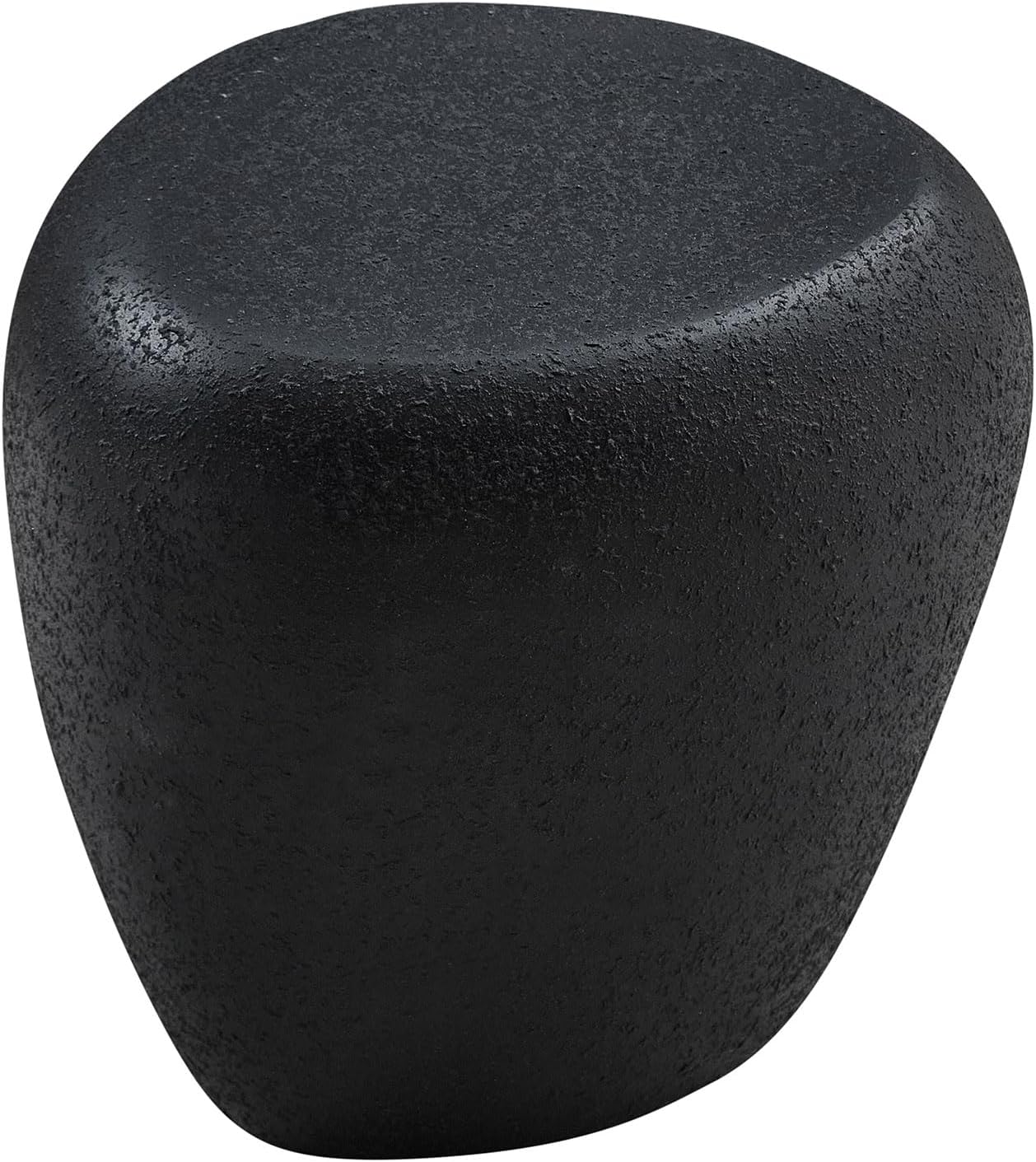 WILLIAMSPACE 19.29' End Table Side Table with Grainy Matte Rocks Pattern, Modern Circle Fiberglass Small Coffee Sofa Table, No Need Assembly (Black)