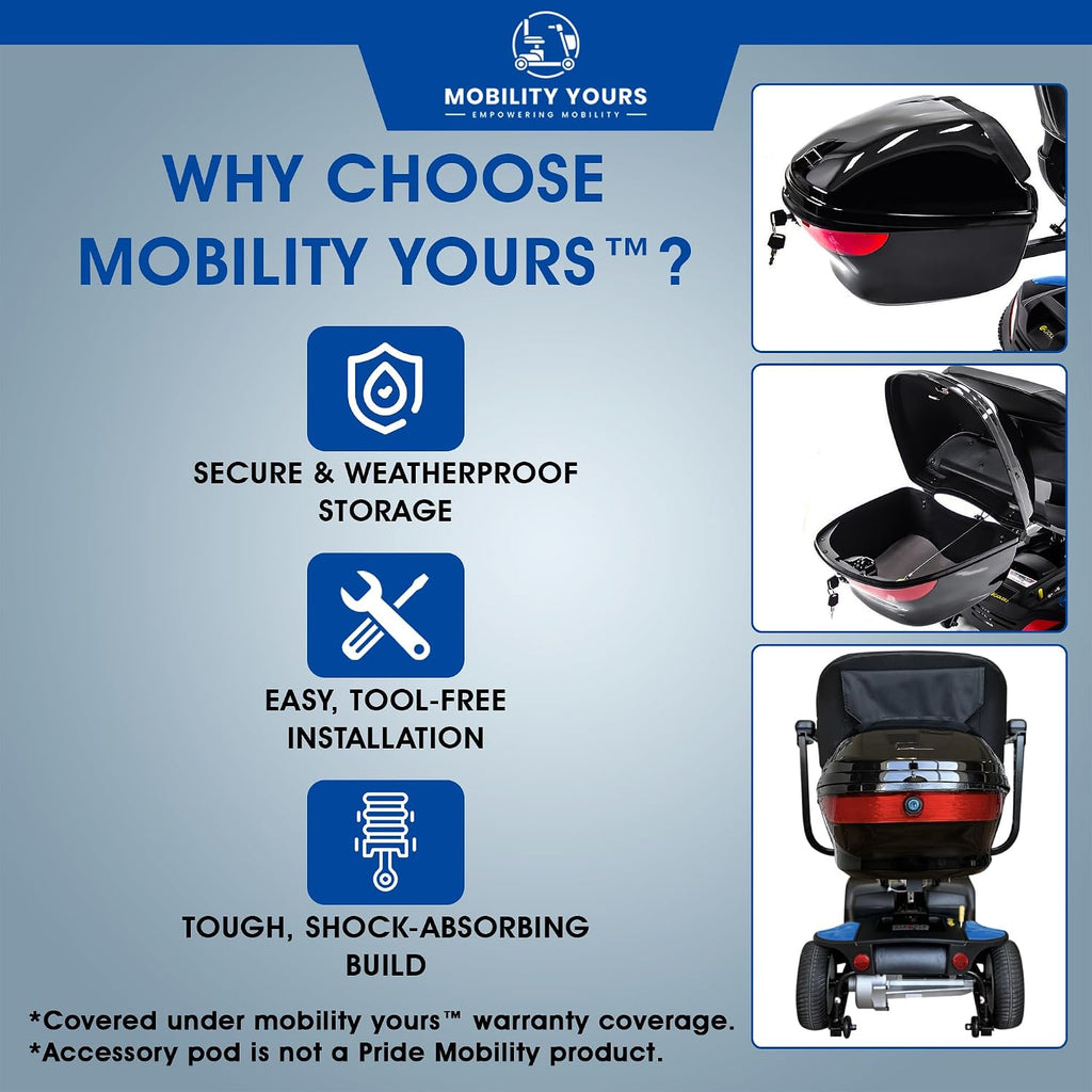 Go Go Sport 3 Wheel + Accessories Compatible with Pride Mobility Go Go Scooters, Adults & Elderly, Enhanced Stability and Comfort, Compact Design, Portable Scooter, 18 AH Battery, Warranty