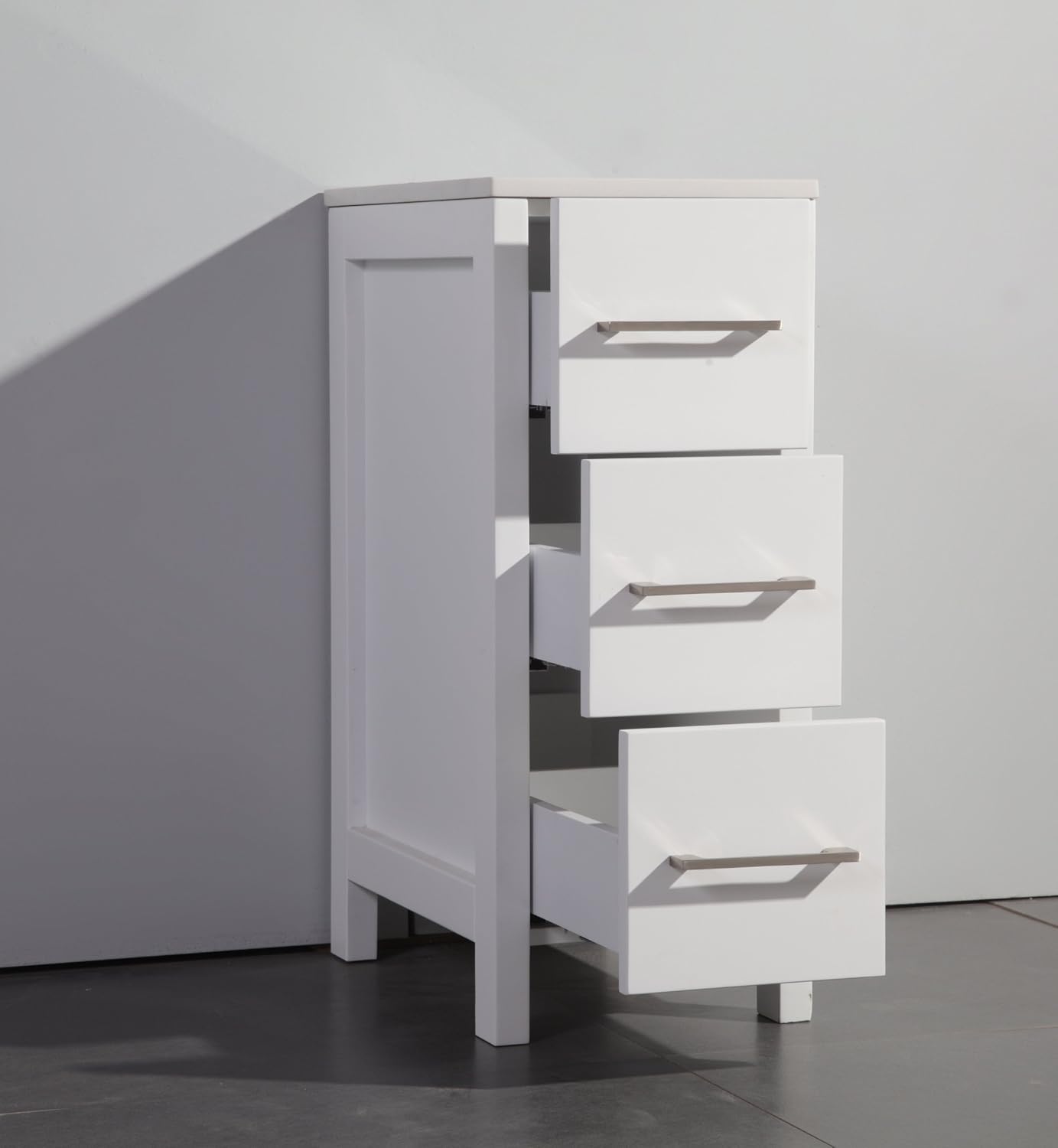 Vanity Art 84 Inch Under Mount Double Sink Bathroom Vanity Cabinet with 2 Mirrors, Ceramic Top Bathroom Cabinet Compact Set with 10 Dovetail Storage Drawers and Brushed Nickel Handles, VA3030-84-W