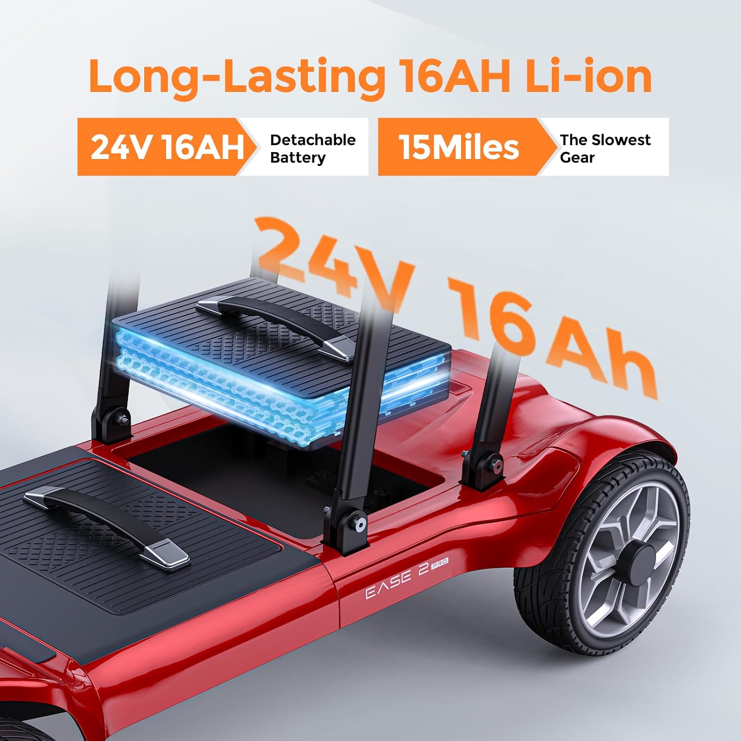 ENGWE Ease2 Pro Mobility Scooter, Lightweight Folding Mobility Scooters for Adults Seniors, 15Miles Long Travel Removable 384WH Lithium Batteries(Red)