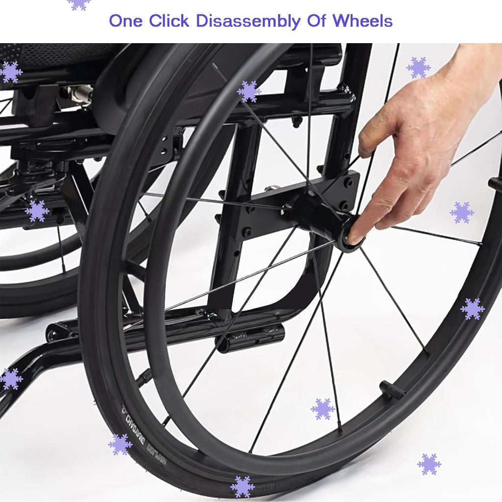 Foldable Aluminum Wheelchair,Folding Sports Wheelchair,Transport Wheelchair with Handbrakes,All-Terrain Ultra Lightweight Wheelchair,Wheelchairs for Adults,Anti-Tip Wheels(14.1in/36cm)