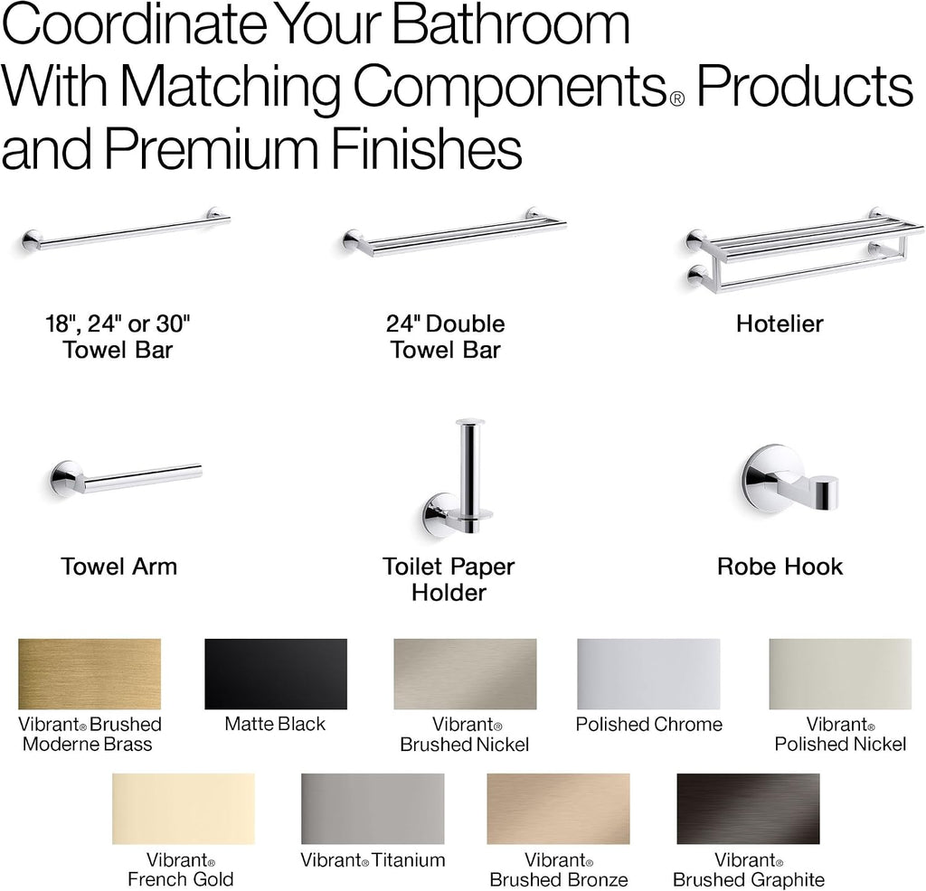 Kohler 78373-BV Components® 24' Towel bar, Vibrant Brushed Bronze