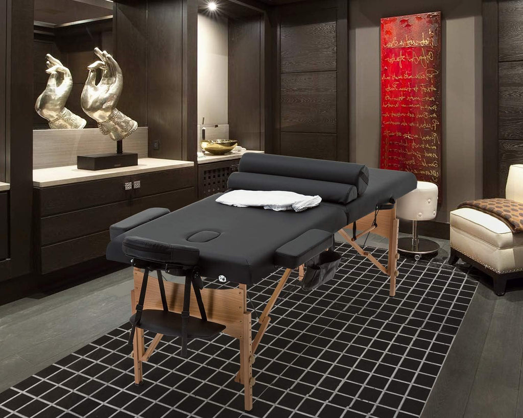 BestMassage Table Massage Bed Spa Bed 73 Inch Heigh Adjustable 2 Folding Portable Massage Table W/ Carry Case Salon Bed