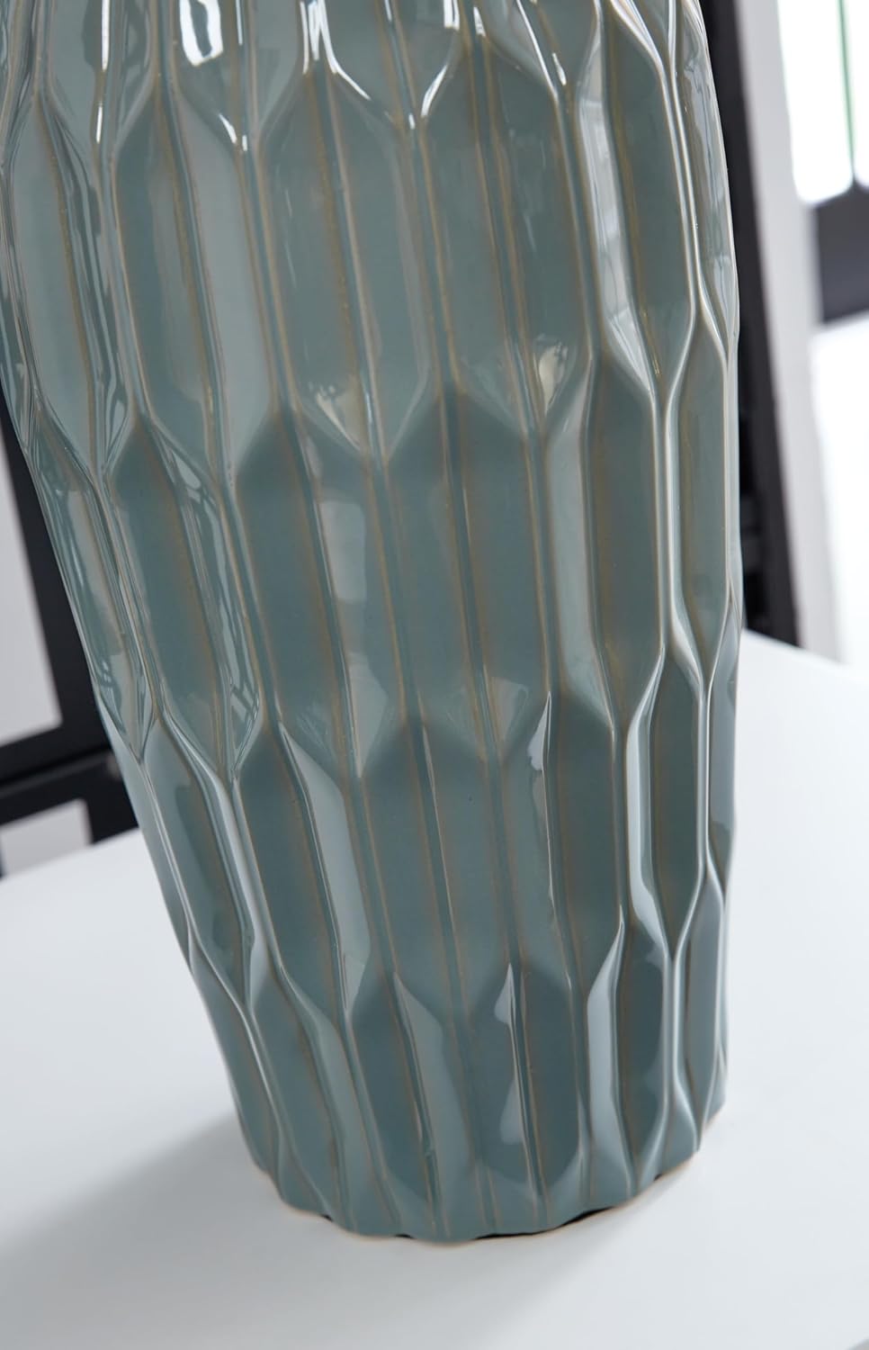 Signature Design by Ashley Hadbury Contemporary Ceramic Table Lamp Set with 3-Way Switch, Set of 2, Light Green & Beige