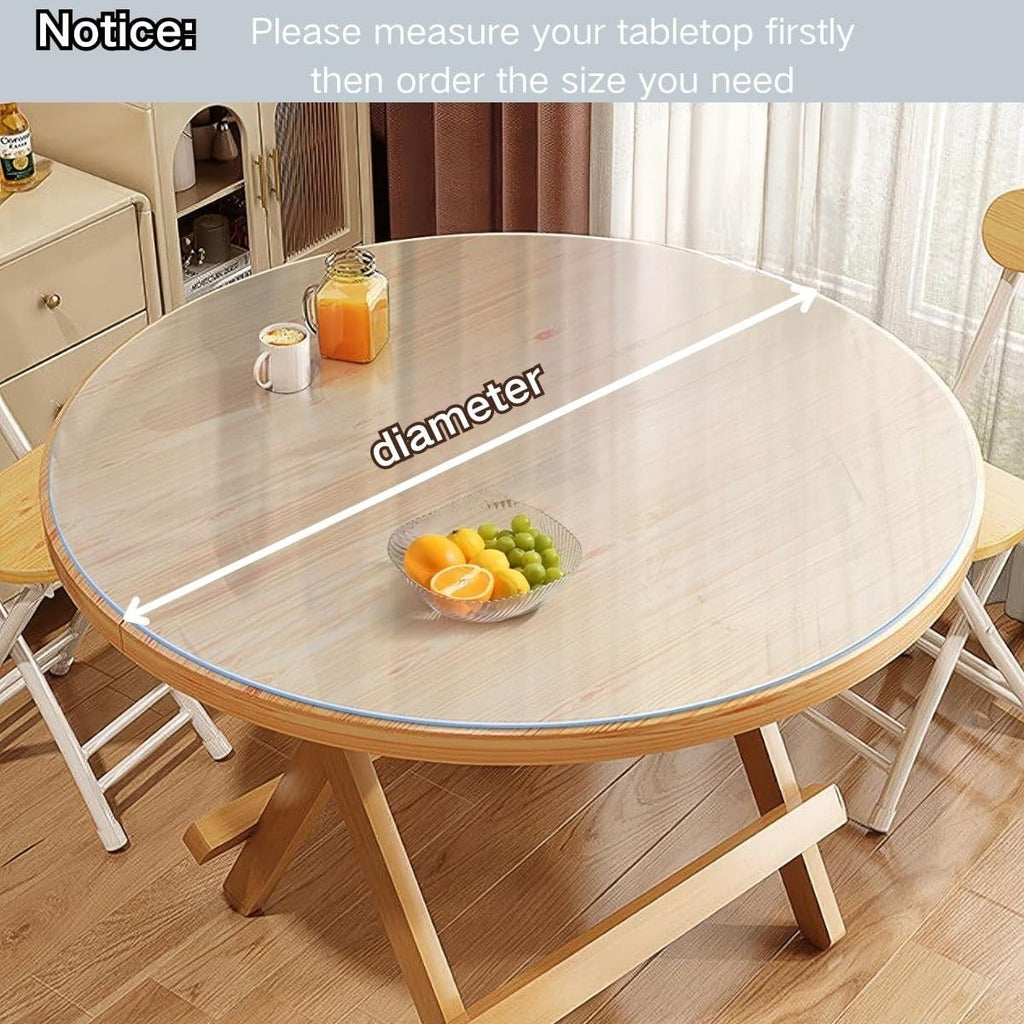 Clear Round Protector for Dining Room Table, Round Clear Table Cover Protector 48 Inch，PVC Rounds Table Pad, for Dining Room, Coffee Tabletop(140cm/55in)