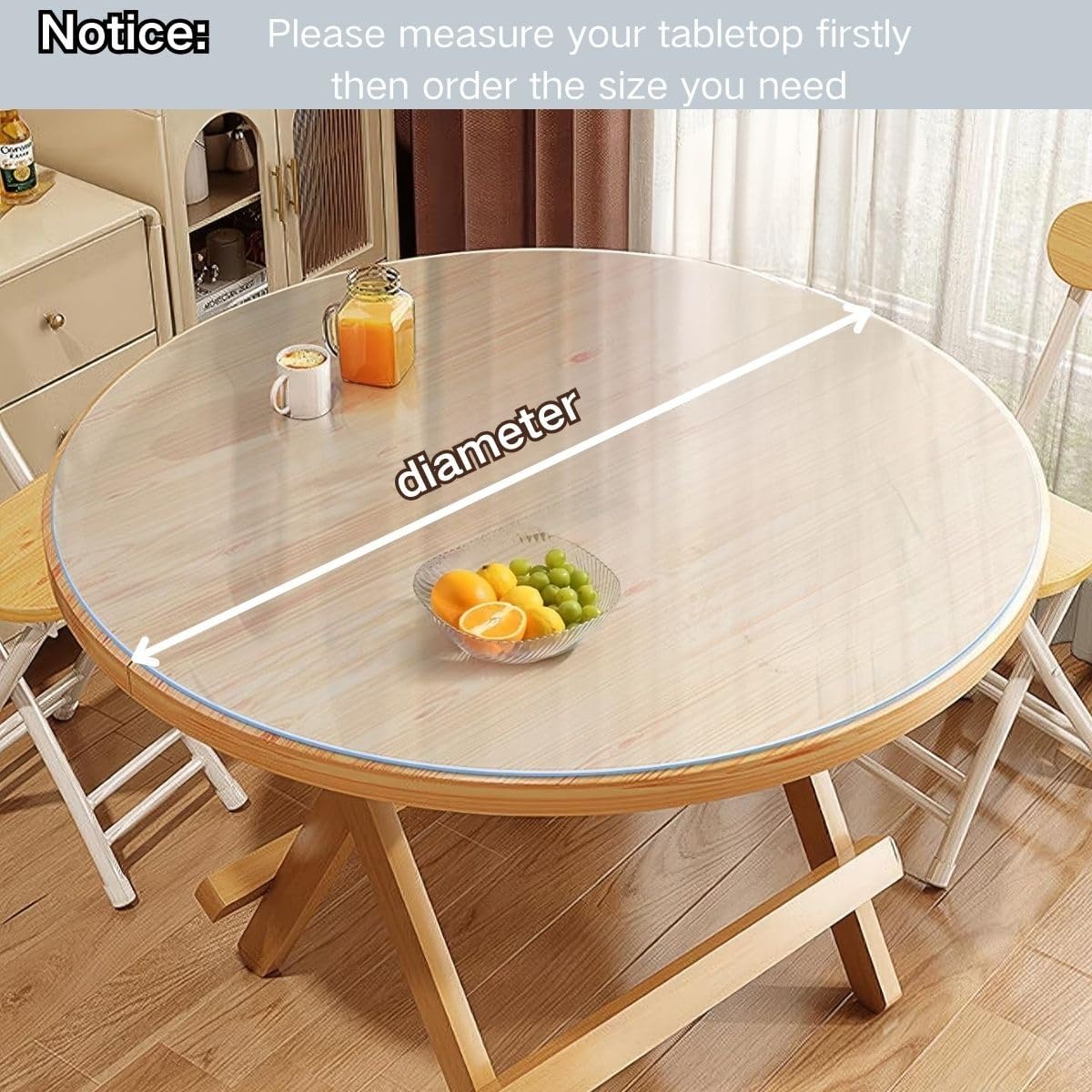 Clear Round Protector for Dining Room Table, Round Clear Table Cover Protector 48 Inch，PVC Rounds Table Pad, for Dining Room, Coffee Tabletop(175cm/69in)