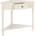 SAFAVIEH Furniture - Gomez 1-Drawer Corner Table - Distressed Cream - Solid Wood - Classic Corner Storage Design - Ideal for Entryway, Living Room, Home Office, 33.1'W x 17.3'D x 28'H (AMH5709C)