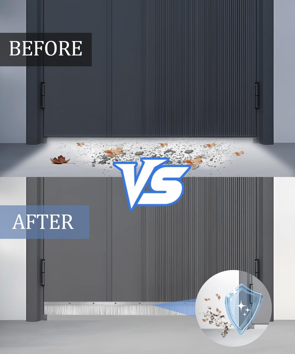 12-Set Door Brush Sweep – 2.80' x 39.3' CEPIA Garage Door Seal –White Roll Up & Exterior Door Sweep for Bottom Gap Protection (472 in / 12000 mm)