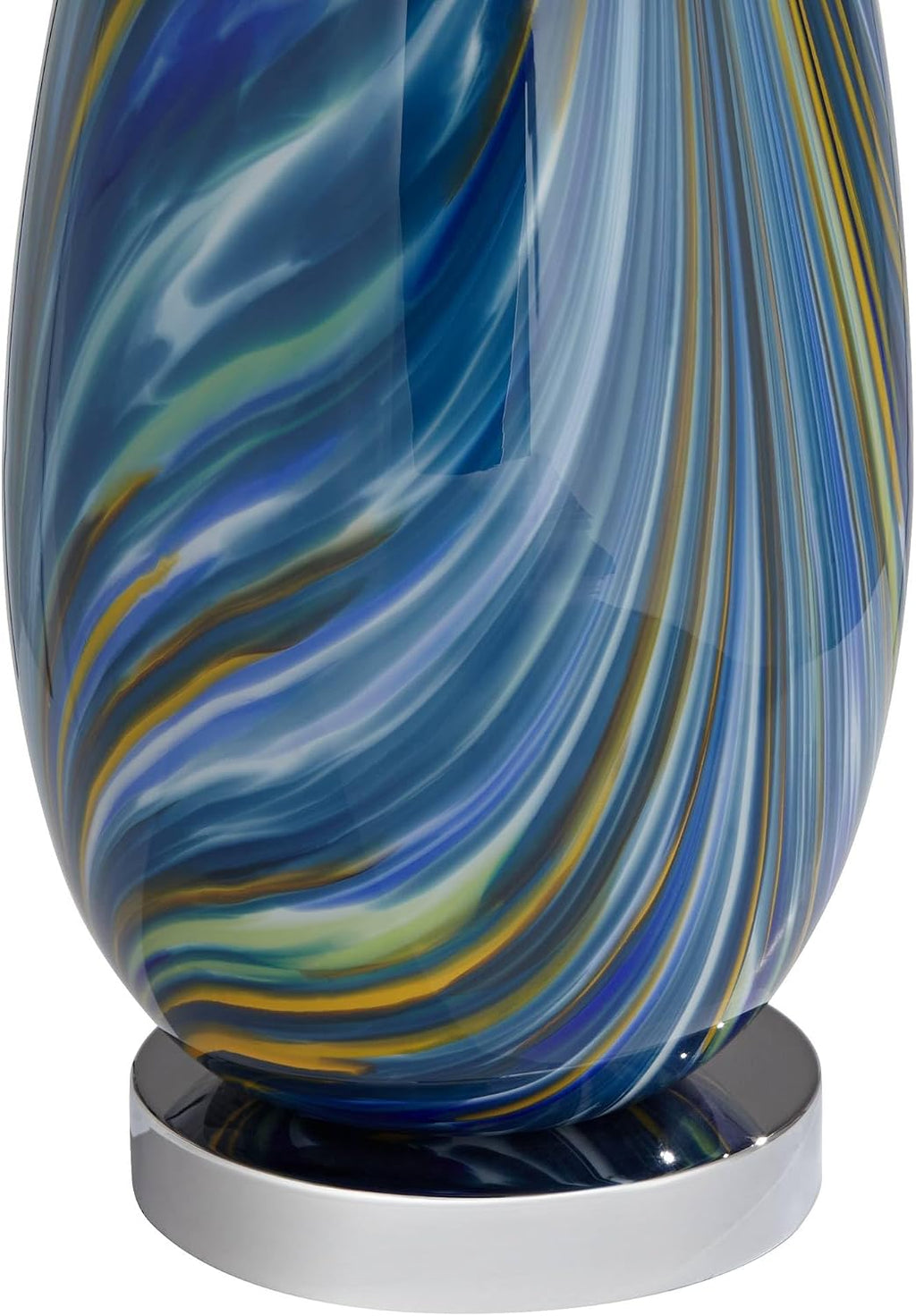 Possini Euro Design Pablo 27' Tall Modern Coastal Table Lamps Set of 2 Blue Art Glass White Shade Living Room Bedroom Bedside Nightstand House Office Home Kitchen Entryway Console (Colors May Vary)