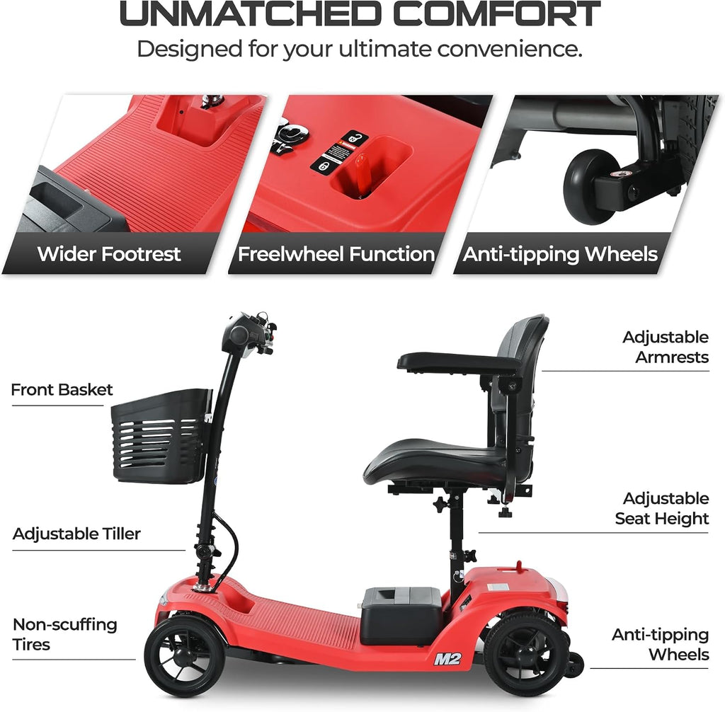 Metro Electric Mobility Scooter for Seniors Foldable, Folding Mobility Scooter 20 Miles Range 300lbs, Lightweight All-Terrain 4 Wheel Scooters for Elderly Adults Handicap Bariatric