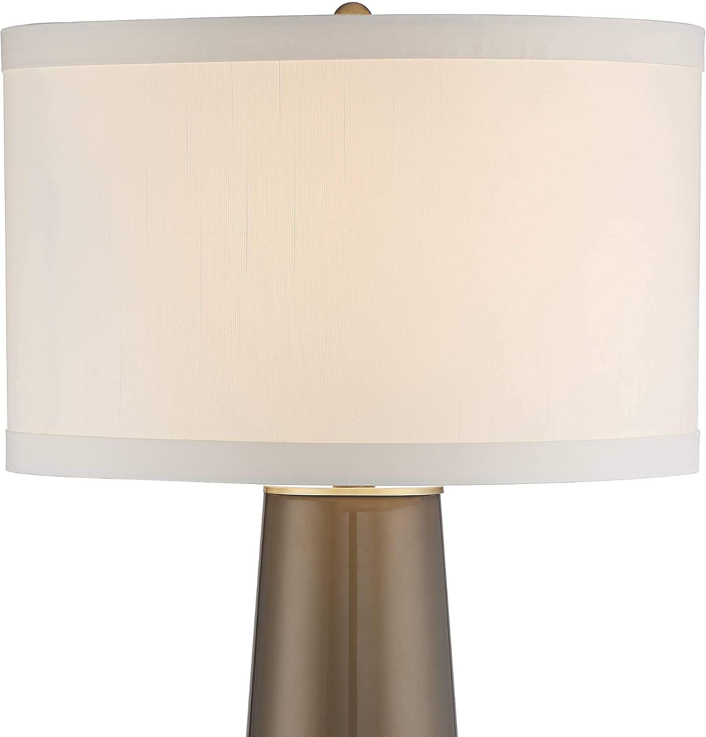 Possini Euro Design Karen Modern Table Lamp 36' Tall Dark Gold Tapered Glass Column Off White Fabric Drum Shade Decor for Living Room Bedroom House Bedside Nightstand Home Office Entryway Family