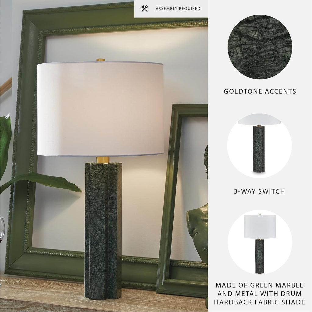 Signature Design by Ashley Keegan Contemporary Marble Table Lamp with 3-Way Switch, Green