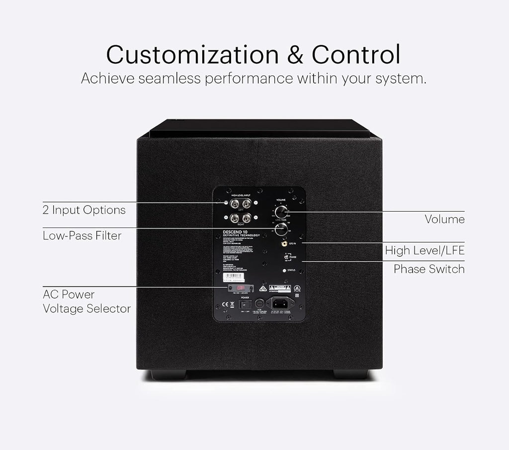 Definitive Technology Descend DN10 10' Subwoofer Digitally Optimized for Movies and Music, New 3XR Architecture, 500W Peak Class D Amplifier & (2) 10' Bass Radiators, White (Renewed) (Renewed)