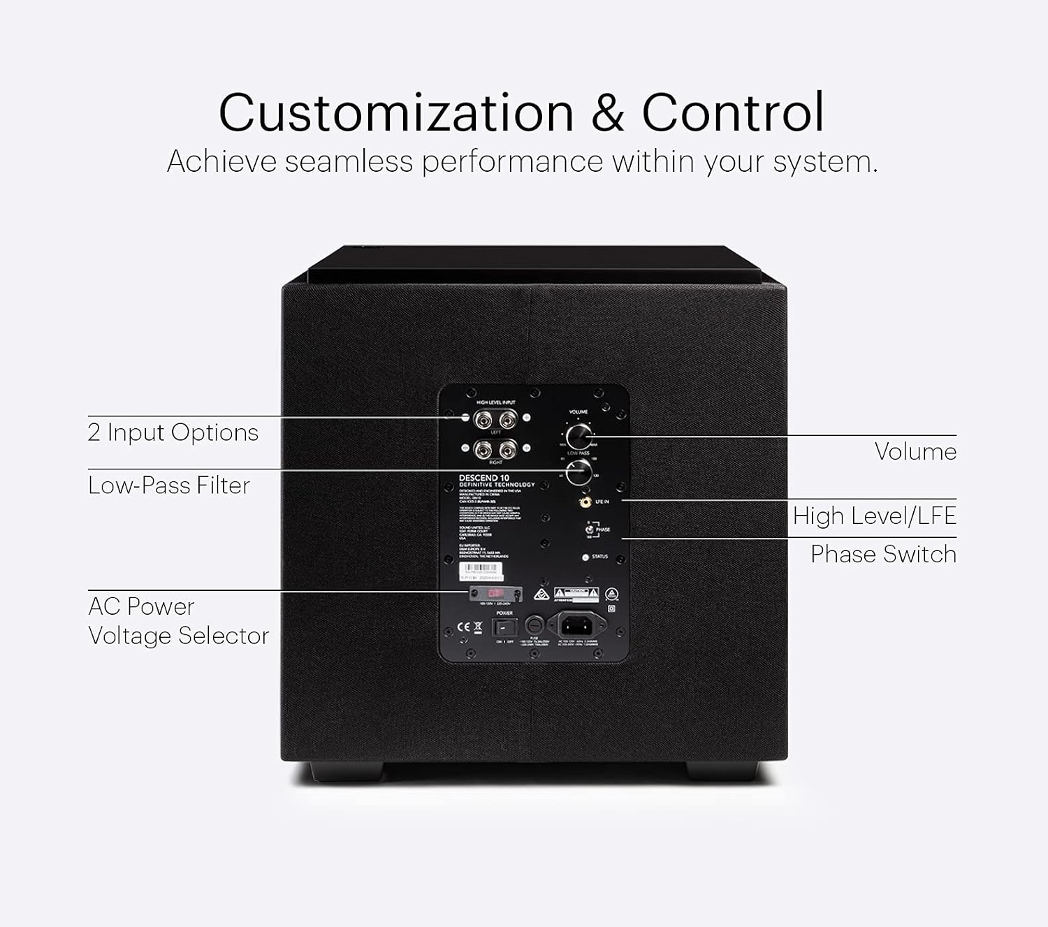 Definitive Technology Descend DN10 10' Subwoofer Digitally Optimized for Movies and Music, New 3XR Architecture, 500W Peak Class D Amplifier & (2) 10' Bass Radiators, White (Renewed) (Renewed)