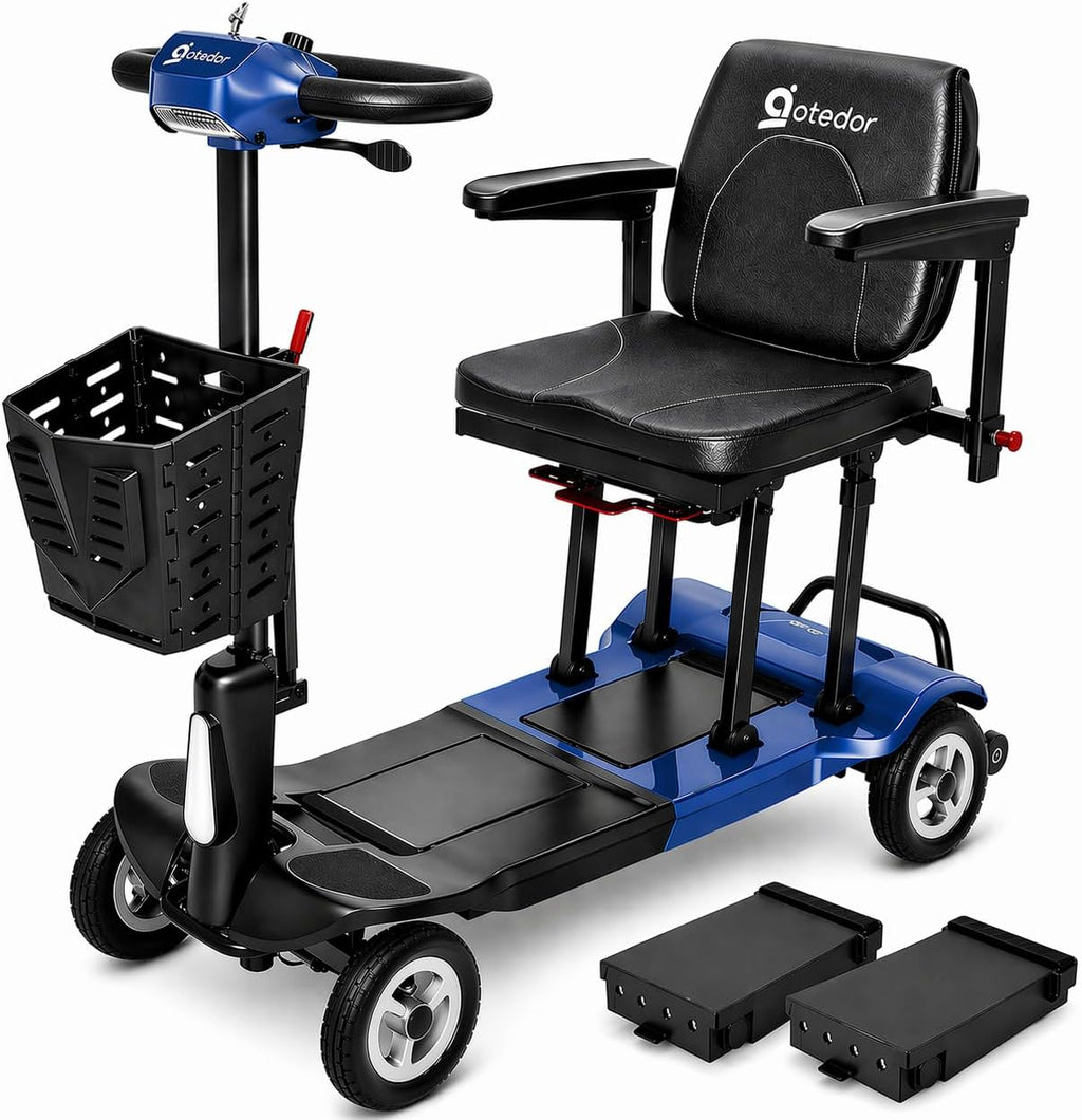 Aotedor Ultra Lightweight Mobility Scooter for Adults, 36 lbs Foldable Electric Scooter with Dual Lithium Batteries, 22 Miles Range Portable Travel Scooter for Seniors, Airline Approved
