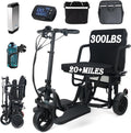 2026 New Upgrade Folding Mobility Scooters for Adults, 9.32mph 3 Wheel Ultra Lightweight Travel Portable Power Scooters for Seniors, with Automatic Cruise Control, with Basket & Cup Holde, Dust Cover