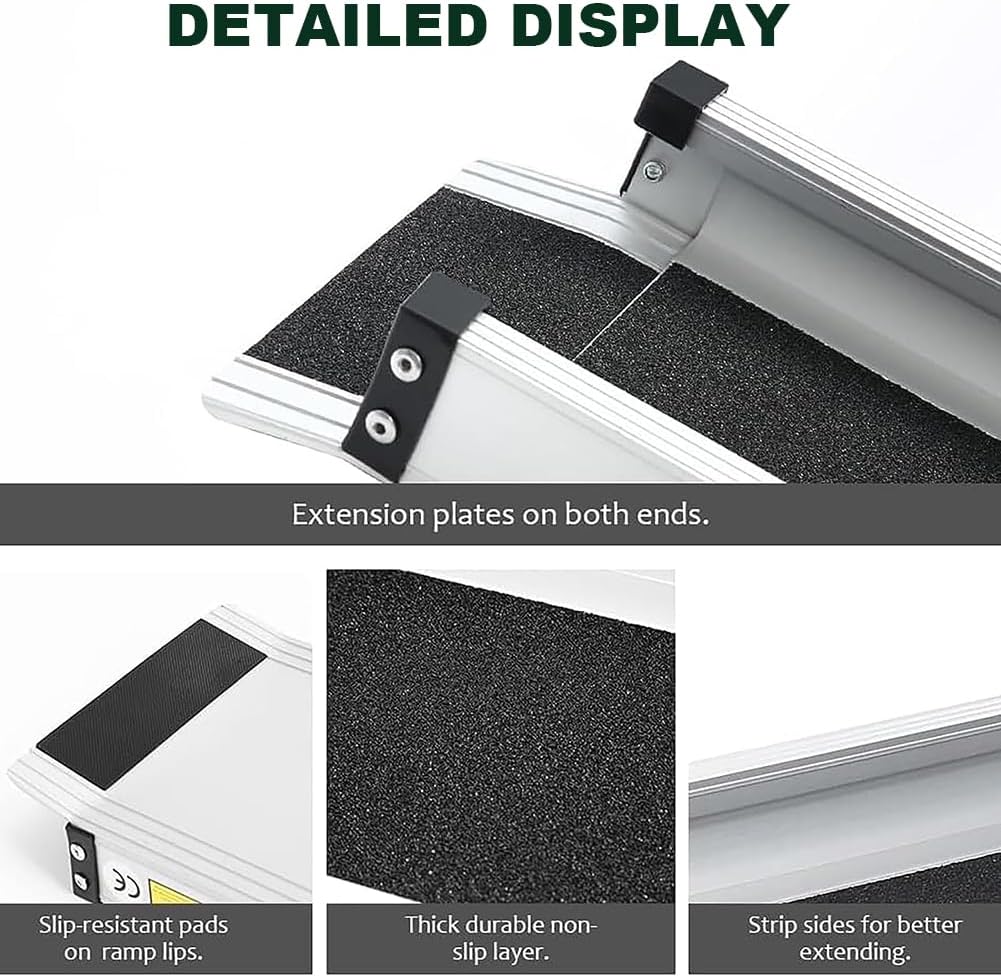 Heavy Duty Non-Slip Aluminum Telescopic Ramp (2 Pieces), Disability Wheelchair Mobility Portable Ramp, Suitable for Manual Wheelchairs, Heavy-Duty Scooters, Electric Wheelchairs,7ft