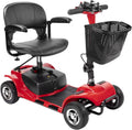 4 Wheel Mobility Scooter, Electric Power Mobile Wheelchair for Seniors Adult with Lights- Collapsible and Compact Duty Travel Scooter w/Basket Extended Battery Red Light Red