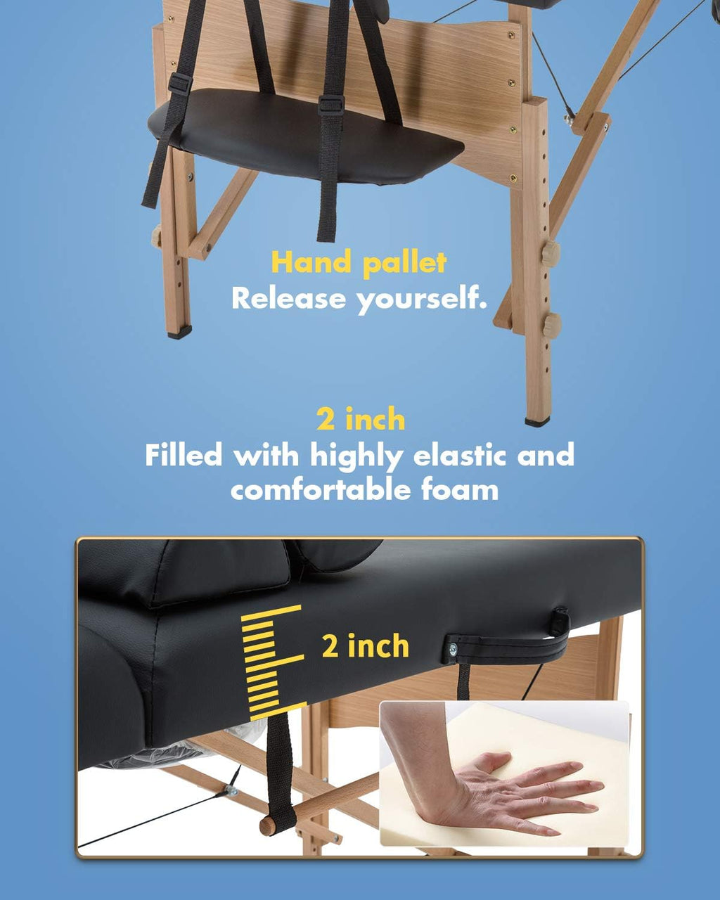 BestMassage Table Massage Bed Spa Bed 73 Inch Heigh Adjustable 2 Folding Portable Massage Table W/ Carry Case Salon Bed