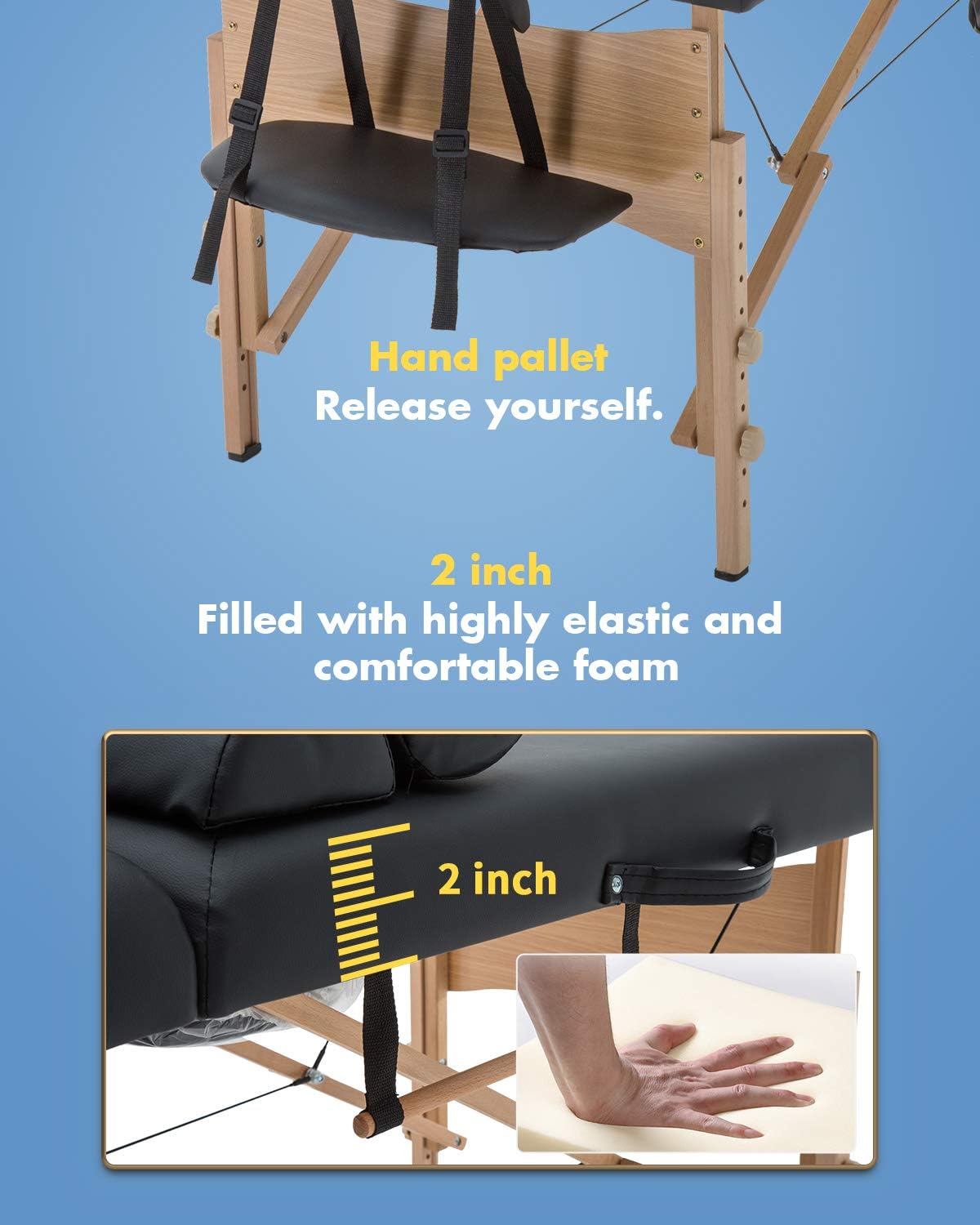 BestMassage Table Massage Bed Spa Bed 73 Inch Heigh Adjustable 2 Folding Portable Massage Table W/ Carry Case Salon Bed