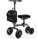Foldable All Terrain Knee Scooter for Adults Foot Surgery Adjustable Height | 300lb Capacity, 21lb Lightweight, 10' Front & 8' Rear Wheel, Dual Brake, for Foot Injuries Compact Crutch Alternative, Grey