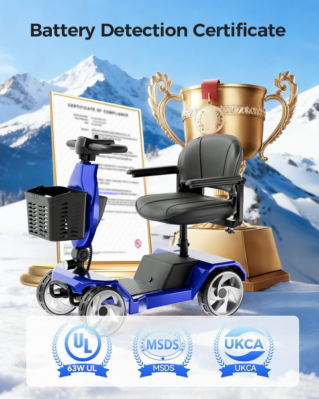 Foldable Mobility Scooters for Seniors,330LBS Capacity,15.5-Mile Range,4 Wheel Lightweight Mobility Scooters for Adults,Powered Electric Mobility Scooters,Folding Travel Motorized Scooters-Blue