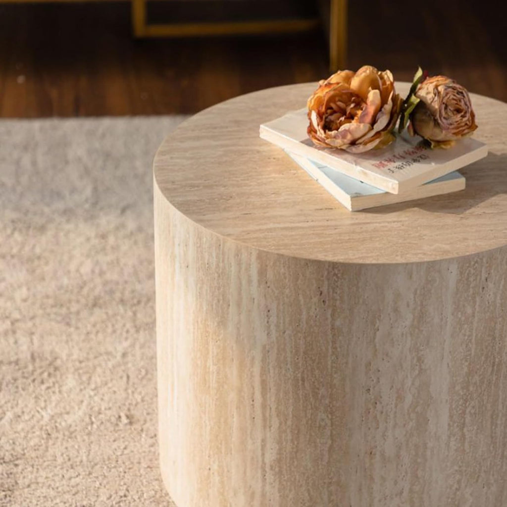 GDFStudio Round Nesting Coffee Table Set of 2, Modern Wooden Accent Side Table, Space Saving Small Circular Tea Coffee Tables and End Tables Sets for Living Room Small Space, No Assembly, Amber