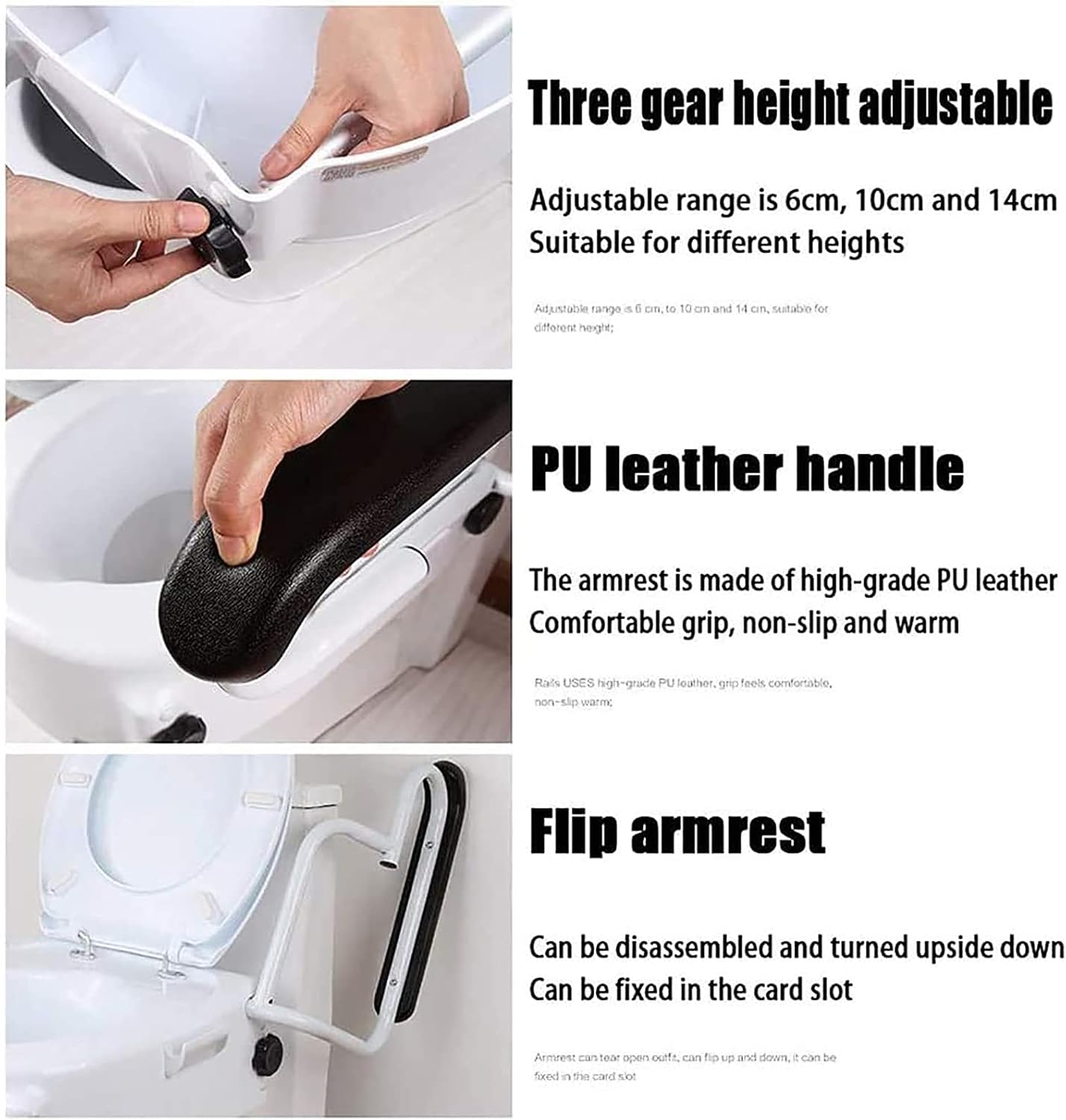 Raised Toilet Seat with Armrests Adjustable Height Disability Aid - Elderly & Disabled Bathroom Safety Seat for Safety and Comfort