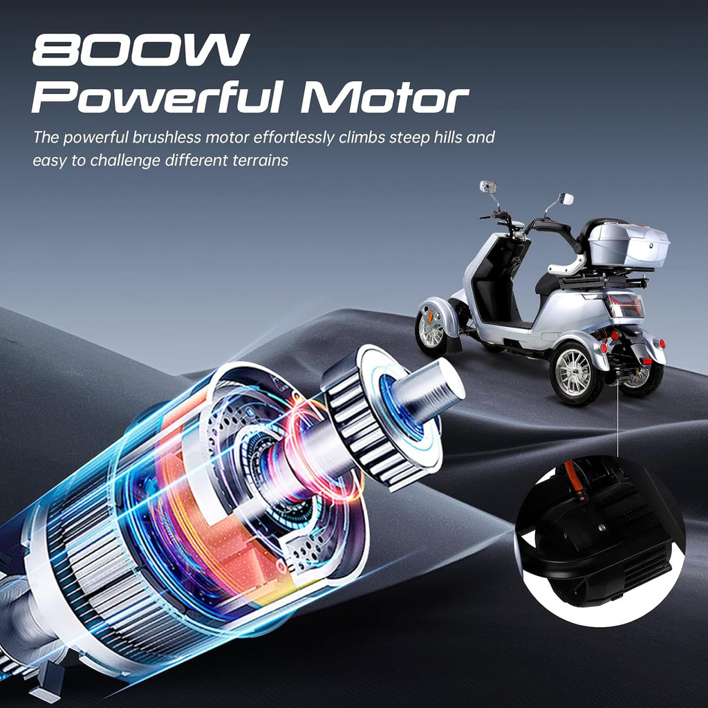 Mobility Scooters for Seniors & Adults 400 Lb Weight Foldable,All-Terrain 4-Wheel Heavy Duty Portable Scooter,Disability Mobile Electric Wheelchair,Luxury Seat and Front Rear Led Lights,Silver