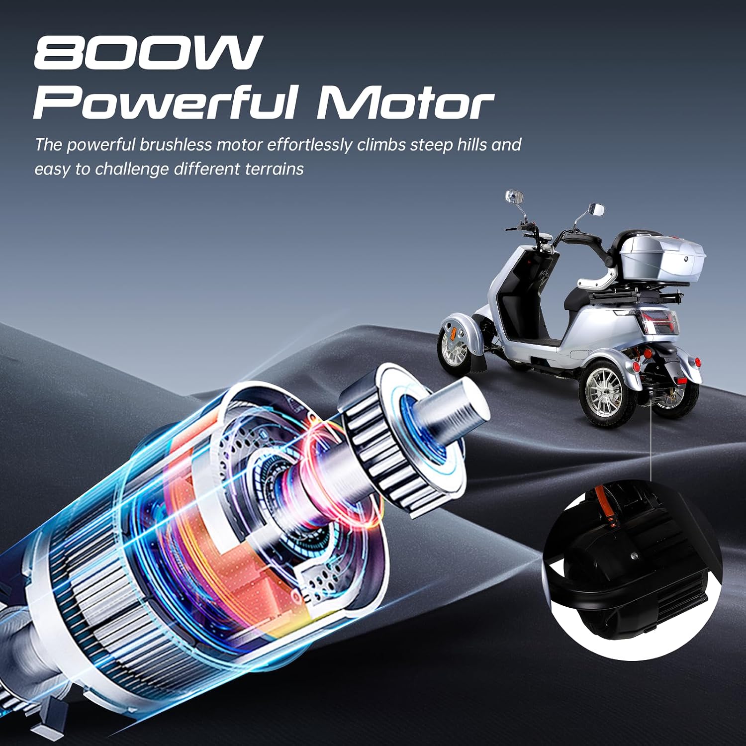 Mobility Scooters for Seniors & Adults 400 Lb Weight Foldable,All-Terrain 4-Wheel Heavy Duty Portable Scooter,Disability Mobile Electric Wheelchair,Luxury Seat and Front Rear Led Lights,Silver