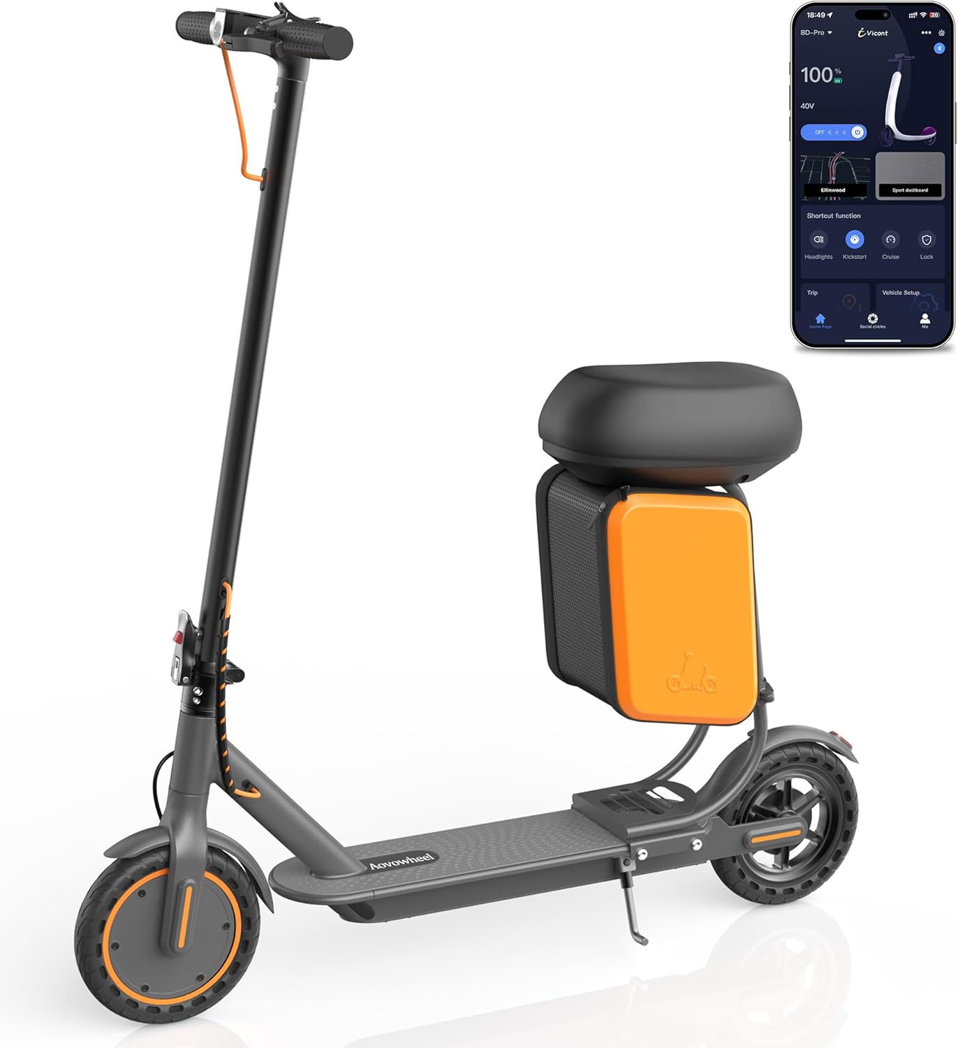 Aovowheel Electric Scooter for Adults, Folding E Scooter with 350W/500W Motor 16/24 Mph Top Speed, Max 19-23 Miles Long Range, 8.5''/10''/14''Tires Commuting Scooters with Dual Brakes System, APP