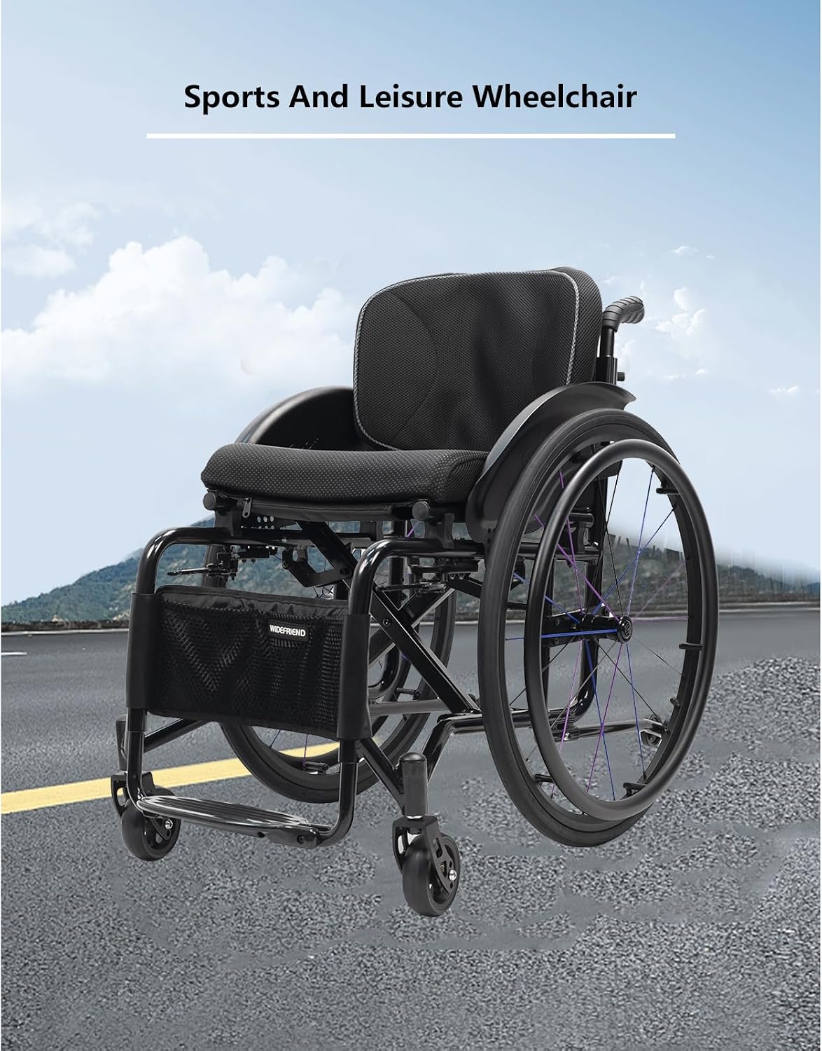 Wheelchairs for Adults,Sports and Leisure Wheelchairs,Portable Manual Wheel Chair,Folding All-Terrain Ultra Lightweight Wheelchair,Self-propelled Transport Wheelchairs(Seat Width 42cm/16.5in,Blue)