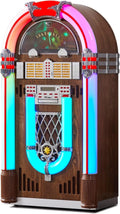 Arkrocket Saturn V Full Size Jukebox Vinyl Record Player Bluetooth USB SD CD Player Radio Retro Turntable Classic Jukebox 51 inch (Saturn V - Dark Oak)