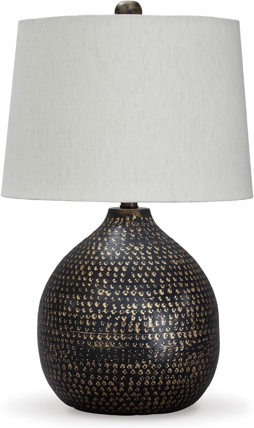 Signature Design by Ashley Maire Contemporary 25' Metal Table Lamp, Black & Gold Finish